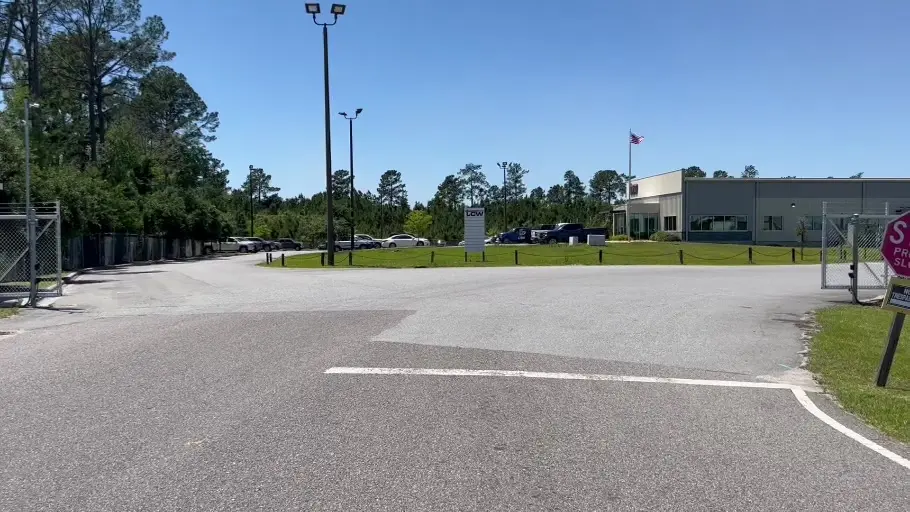 60-foot double cantilever gate installed by Owens in Pooler