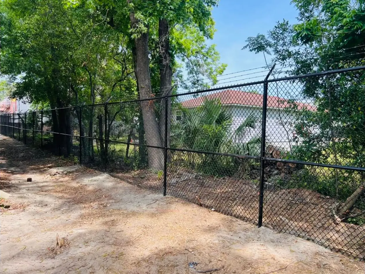 Commercial chain-link security fence installed in Downtown Savannah
