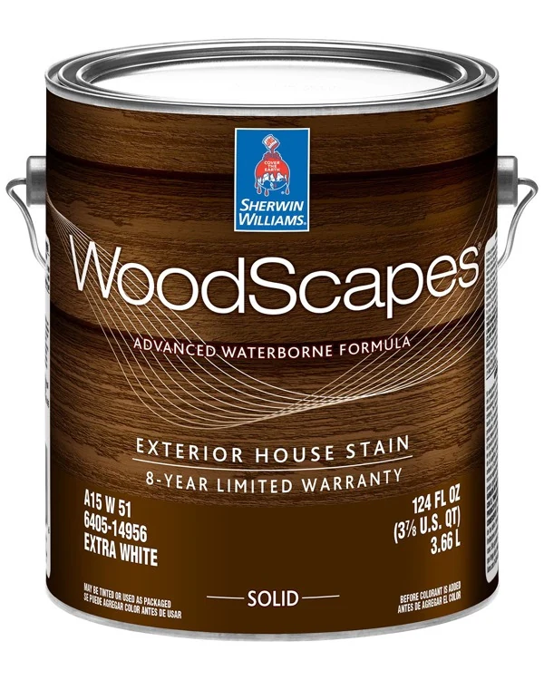 Sherwin-Williams WoodScapes exterior solid-color house stain can